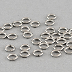 304 Stainless Steel Open Jump Rings, Stainless Steel Color, 20 Gauge, 5x0.8mm, Inner Diameter: 3.4mm(STAS-Q186-02-5x0.8mm)
