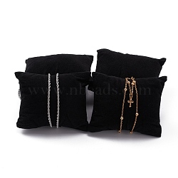 Velvet Pillow Jewelry Bracelet Watch Display, with sponge, Rectangle, Black, 88x76x43mm(BDIS-I001-01)