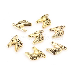 Alloy Pendants, Lead Free and Cadmium Free, Horse Head, Antique Golden, 25x20x3mm, Hole: 3mm(X-PALLOY-A13115-AG-RS)