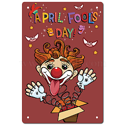 Tinplate Sign Poster, Vertical, for Home Wall Decoration, Rectangle, for April Fool's Day, Clown Pattern, 300x200x0.5mm(AJEW-WH0157-485)