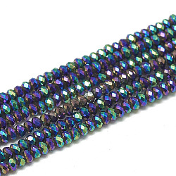 Electroplate Glass Beads Strands, Faceted, Rondelle, Medium Purple, 2.5x1.5mm, Hole: 0.8mm, about 160~165pcs/strand, 13.78 inch~14.17 inch(35~36cm)(EGLA-Q112-C01)