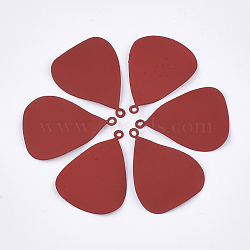 Spray Painted Eco-Friendly Iron Pendants, teardrop, Dark Red, 39.5x30x1mm, Hole: 1.8mm(X-IFIN-T009-18D)