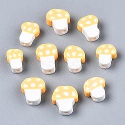 Handmade Polymer Clay Beads, Mushroom, Champagne Yellow, 9~13x8.5~12x4~5mm, Hole: 1.8mm(CLAY-N011-016H)