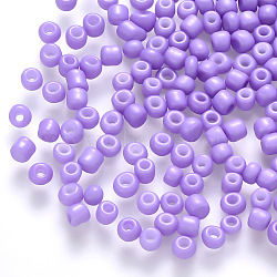 8/0 Baking Paint Glass Round Seed Beads, Lilac, 3~3.5x2mm, Hole: 1~1.2mm, about 10000pcs/pound(SEED-S036-01B-08)