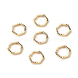 Brass Linking Rings, Long-Lasting Plated, Cadmium Free & Lead Free, Hexagon, Real 24K Gold Plated, 6x6.5x1mm, Inner Diameter: 5x5mm(KK-F831-013A-G-RS)