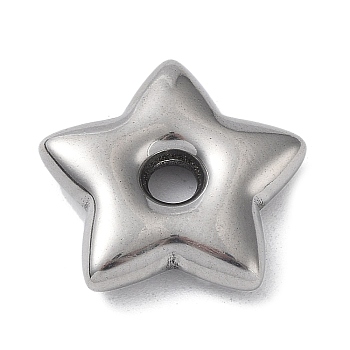 304 Stainless Steel Spacer Beads, Star, Stainless Steel Color, 18.5x19.5x4.5mm, Hole: 3.5mm