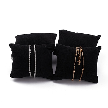 Velvet Pillow Jewelry Bracelet Watch Display, with sponge, Rectangle, Black, 88x76x43mm
