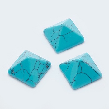 Synthetic Green Turquoise Cabochons, Pyramid, Dyed, 20x20x12~13mm, Diagonal Length: 26mm