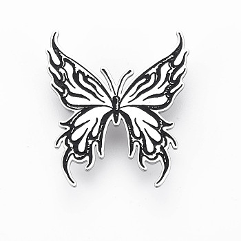 Butterfly Brooch, 201 Stainless Steel Insect Lapel Pin for Backpack Clothes, Nickel Free & Lead Free, Stainless Steel Color, 44x39x7mm, Pin: 0.7mm