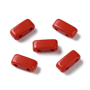 Opaque Acrylic Slide Charms, Rectangle, Red, 2.3x5.2x2mm, Hole: 0.8mm