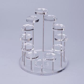 Acrylic Organic Glass Ring Displays, Flat Round, Clear, 14.4x15.3cm