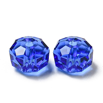 Transparent Glass Beads, Faceted, Rondelle, Capri Blue, 8x5mm, Hole: 1.2mm