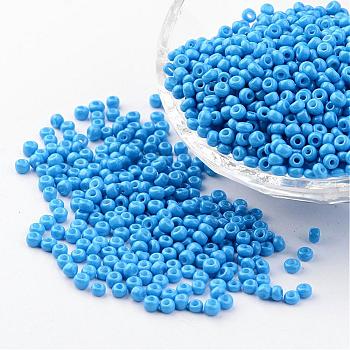 8/0 3mm Baking Paint Glass Seed Beads Loose Spacer Beads, Dodger Blue, 3mm, Hole: 1mm, about 962pcs/50g