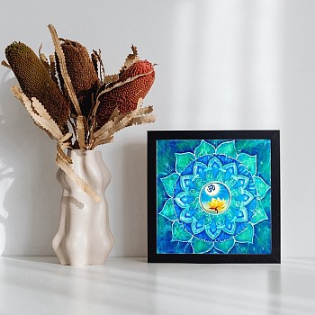 DIY 5D Diamond Painting Mandala Flower Full Drill Kits, Including Canvas Painting Cloth, Resin Rhinestones, Diamond Sticky Pen, Tray Plate, Glue Clay, Deep Sky Blue, 300x300x0.3mm, Rhinestone: about 3mm in diameter, 1mm thick, 16 bags