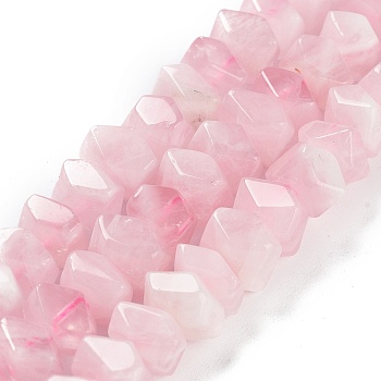 Natural Madagascar Rose Quartz Beads Strands, Nuggets, Faceted, 6~8x10.5~14x8~9.5mm, Hole: 1.2mm, about 57~61pcs/strand, 15.16''~15.39''(38.5~39.1cm)