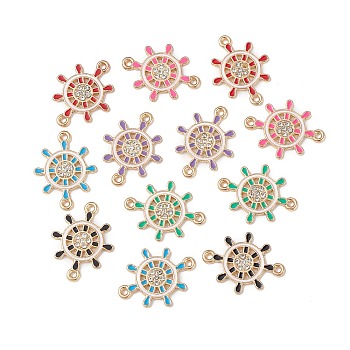 Alloy Enamel Connector Charms, Helm Links with Crystal Rhinestone, Light Gold, Cadmium Free & Nickel Free & Lead Free, Mixed Color, 22x16.8x1.7mm, Hole: 1.2mm