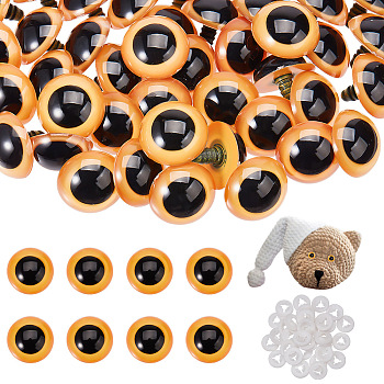Resin Doll Craft Eyes, Safety Eyes, with Plastic Spacer, for Toy DIY Accessories, Half Round, Dark Goldenrod, 24x22.5mm, 50 sets/box