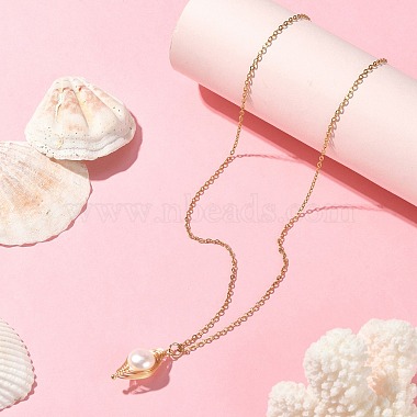 Natural Pearl Pendant Necklace(NJEW-JN04309)-5