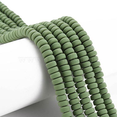 Olive Drab Flat Round Polymer Clay Beads