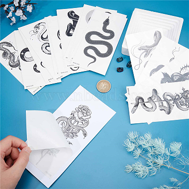 20 Sheets 20 Style Cool Body Art Removable Snake Temporary Tattoos Stickers(STIC-CP0001-02)-3