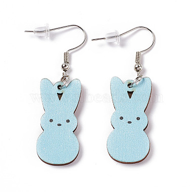 Rabbit Wooden Dangle Earrings(EJEW-D189-01E)-2