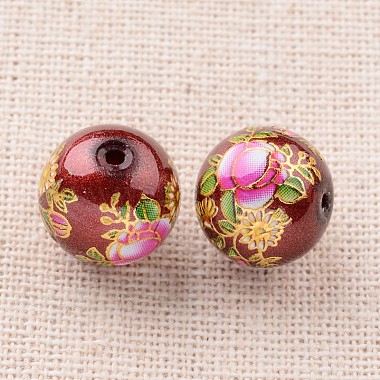 Flower Picture Printed Glass Round Beads(GLAA-J087-12mm-B07)-2