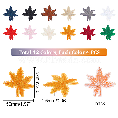 Elite 48Pcs 12 Colors Maple Leaf Computerized Embroidery Cloth Iron on/Sew on Patches(DIY-PH0009-38)-2