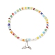 Bracelet extensible en perles de rocaille colorées avec breloques en laiton pour femme(BJEW-JB09218-04)-1