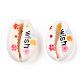 Flower Word Printed Cowrie Shell Beads(SSHEL-ZX006-09B)-3