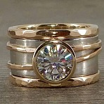 Zinc Alloy with Clear Cubic Zirconia Finger Rings for Men, Flat Round, Platinum & Golden, US Size 10(19.8mm)(FS-WGA03B7-05)