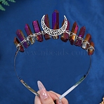 Eletroplated Quartz Crystal Hair Bands, Hair Accessories for Woman Girls, Moon, Purple, 170x150x20mm(PW-WGA9730-16)