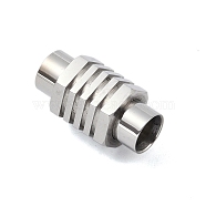 304 Stainless Steel Magnetic Clasps, Hexagon, Stainless Steel Color, 21x11x10mm, Hole: 6mm(STAS-K282-03P)