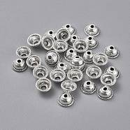 Tibetan Style Alloy Bead Caps, Apetalous, Antique Silver, Lead Free & Cadmium Free, 8x4mm, Hole: 2mm, Inner diameter: 5mm(LF5099Y)