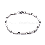 Unisex 201 Stainless Steel Bar Link Chain Bracelets, with Lobster Claw Clasps, Stainless Steel Color, 8-1/4 inch(21cm), 3mm(BJEW-L637-35C-P)