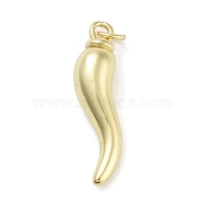 Rack Plating Brass Pendants, with Jump Ring, Long-Lasting Plated, Lead Free & Cadmium Free, Pepper, Real 18K Gold Plated, 28x7x6.5mm, Hole: 3mm(KK-Z064-23G)