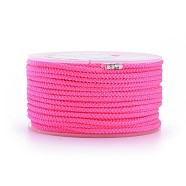 Polyester Braided Cord, Deep Pink, 2mm, about 16.4 yards(15m)/roll(OCOR-F010-A32-2MM)