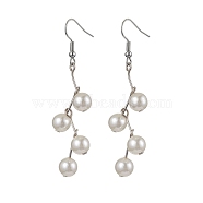 Round Imitation Pearl Acrylic Dangle Earrings, Iron Earrings for Women, WhiteSmoke, 65x8mm(EJEW-JE05855)