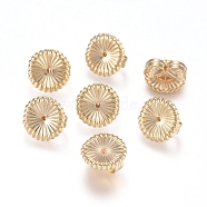 Brass Ear Nuts, Butterfly Earring Backs for Post Earrings, Flower, Real 14K Gold Plated, 9x4.5mm, Hole: 0.8mm(KK-L198-008LG)