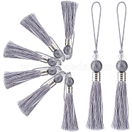 Gorgecraft 8Pcs Polyester Tassel Pendant Decorations, with CCB Plastic Beads, Gainsboro, 22.7~23.6cm(HJEW-GF0001-23A)