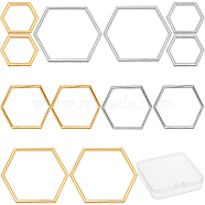 Alloy Linking Rings, Hexagon, Platinum & Golden, 48pcs/box(PALLOY-SC0003-10)