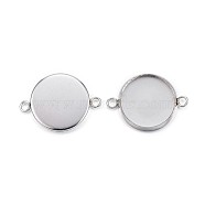 304 Stainless Steel Cabochon Connector Settings, Plain Edge Bezel Cups, Flat Round, Stainless Steel Color, Tray: 14mm, 21.5x16x2mm, Hole: 2mm(STAS-G127-14-14mm-P)