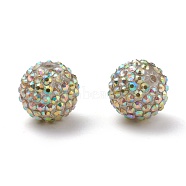Chunky Resin Rhinestone Bubblegum Ball Beads, for Basketball Wives Hoop Earrings, AB Color, Round, Clear AB, Size: about 20mm in diameter, hole: 2.5mm(X-RESI-A001-1)