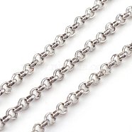 Iron Rolo Chains, Belcher Chain, Unwelded, Platinum Color, with Spool, Link: about 2.5mm in diameter, 0.8mm thick, about 328.08 Feet(100m)/roll(CHT096Y-NF)