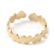 304 Stainless Steel Heart Open Cuff Rings, Real 14K Gold Plated, Inner Diameter: 17mm(RJEW-D002-01G)