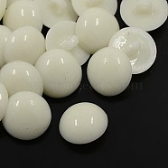 Acrylic Dome Shank Buttons, 1-Hole, Dyed, Half Round, White, 18x6mm, Hole: 3mm(X-BUTT-E052-A-01)