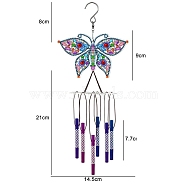 DIY Wind Chime Diamond Painting Kit, Including Resin Rhinestones Bag, Diamond Sticky Pen, Tray Plate and Glue Clay, Royal Blue, 380x145mm(PW-WG16014-01)