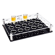 24 Round Holes Acrylic Shot Glasses Holders, Beer Wine Glasses Organizer Rack for Family Party Bar Pub, Rectangle, Clear & Black, 260x200x54mm, Inner Diameter: 30mm(AJEW-WH0332-32D)