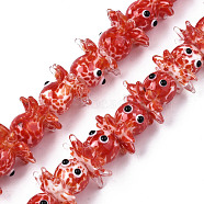 Handmade Bumpy Lampwork Beads Strands, Octopus, Red, 15~20x22~24x22~24mm, Hole: 1.6mm, about 30pcs/strand, 17.72 inch~21.65 inch(45~55cm)(LAMP-N021-37C)