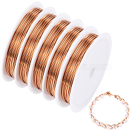 5 Rolls Copper Jewelry Craft Wire, Nickel Free, Round, Raw, 20 Gauge, 0.8mm, about 9.84 Feet(3m)/roll(CWIR-SC0001-06)