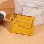 Imitation Leather Zippered Card Holder with Keyring, Coin Purse for Women, Gold, 12.5x9x2.5cm(PW-WGB6D9A-01)